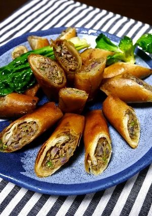 簡単！野菜たっぷり☆アジアン牛豚春巻き-レシピのメイン写真