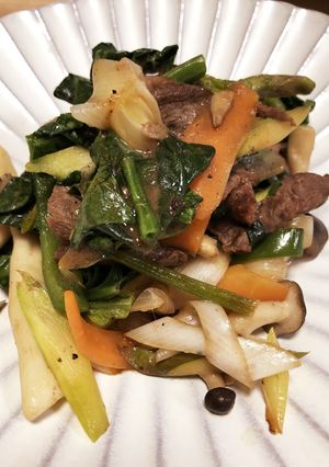 ちぢみほうれん草と牛肉のオイスター炒め★-レシピのメイン写真