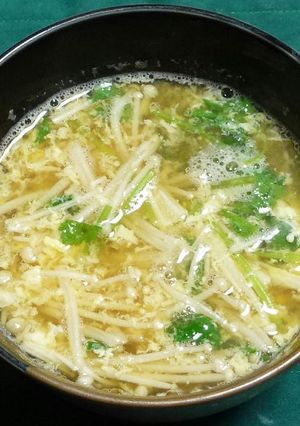 三つ葉とエノキダケのかき玉汁-レシピのメイン写真