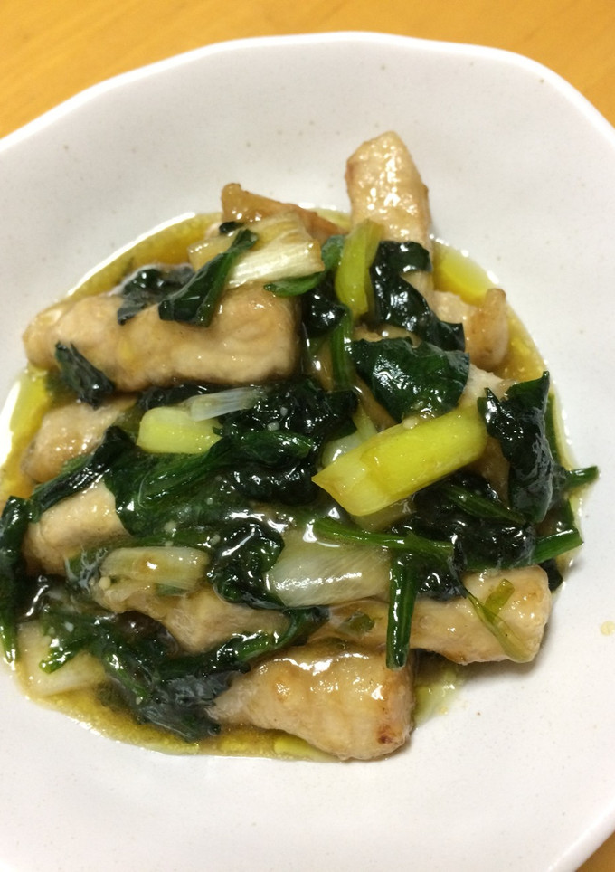 豚肉とほうれん草＆長ネギのニンニク炒め-レシピのメイン写真