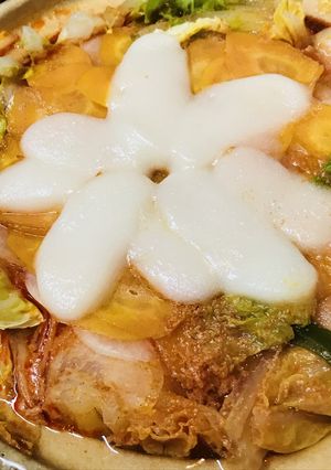 スライス野菜のチゲ鍋●大根＆人参お花風-レシピのメイン写真