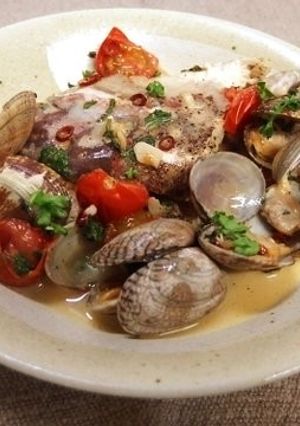鯛アラのアクアパッツァ-レシピのメイン写真