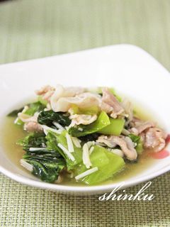 簡単副菜*豚バラと青梗菜のさっと煮-レシピのメイン写真