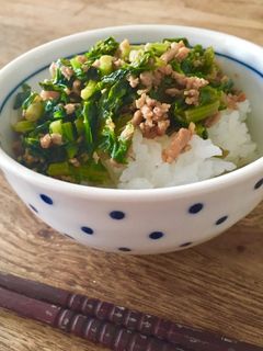 ご飯のお供に!大根の葉の麻婆風炒め-レシピのメイン写真