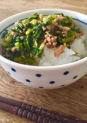 ご飯のお供に！大根の葉の麻婆風炒め-レシピのメイン写真