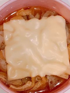 れんこん、油揚げ、チーズのスープごはん!-レシピのメイン写真