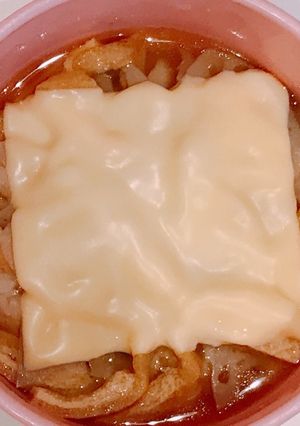 れんこん、油揚げ、チーズのスープごはん！-レシピのメイン写真