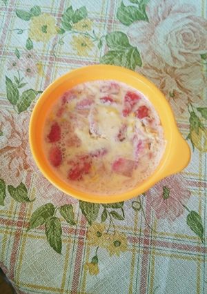 離乳食中期:いちごのプリン風-レシピのメイン写真