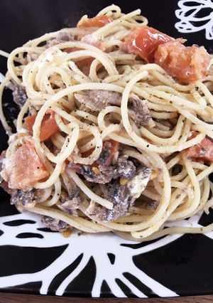 簡単オイルサーディンでトマトチーズパスタ-レシピのメイン写真