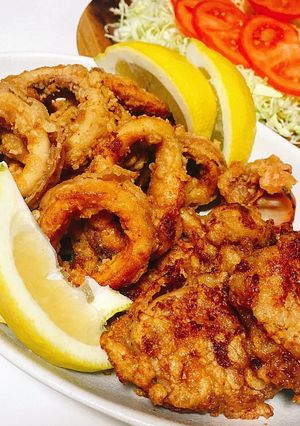 一度で2種類✧絶品イカリング&鶏胸唐揚げ-レシピのメイン写真