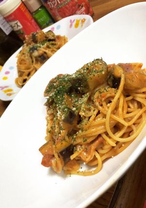 ナスとトマトのクリームパスタ-レシピのメイン写真