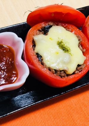 崩れない♬丸ごとトマトの肉詰め♡-レシピのメイン写真