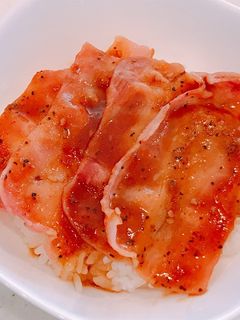 レンジで簡単2分、ベーコン焼肉丼!-レシピのメイン写真