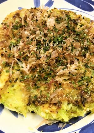 だし汁でいただく、あらびき茶入りお好み焼-レシピのメイン写真