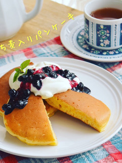 もち麦入りパンケーキ*腸活&カサ増しに!-レシピのメイン写真
