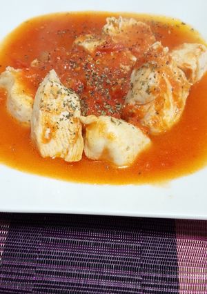 レンジだけ☆胸肉柔らか~いトマト煮-レシピのメイン写真