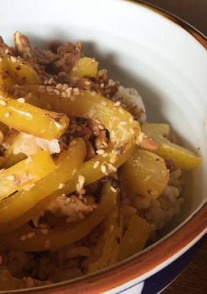 パプリカ納豆オムレツ丼-レシピのメイン写真