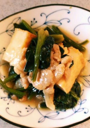 ほうれん草と厚揚げと豚肉のうま煮-レシピのメイン写真