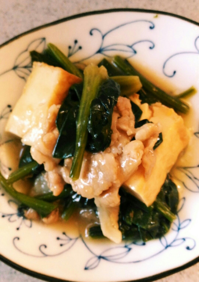 ほうれん草と厚揚げと豚肉のうま煮-レシピのメイン写真