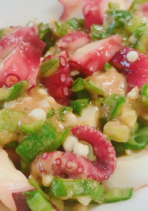 タコとオクラの味噌 生姜ネバネバ 和え-レシピのメイン写真