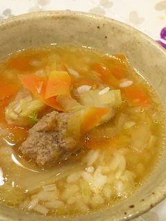肉団子入りの雑炊。-レシピのメイン写真