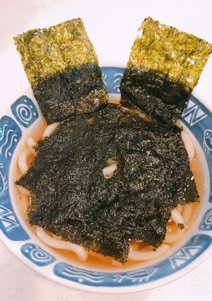 韓国のりをのせた、かけうどん！-レシピのメイン写真