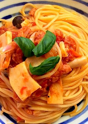 キノコとツナのトマトパスタ-レシピのメイン写真