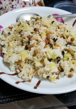妊婦飯♡簡単!!梅じそ納豆焼き飯-レシピのメイン写真