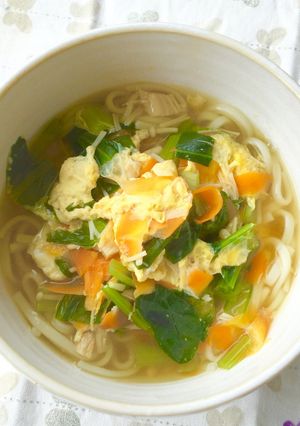 小松菜とたまごのうどん。-レシピのメイン写真