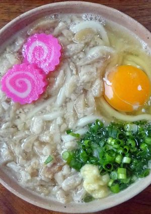 月見かすうどん-レシピのメイン写真
