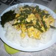 山菜ミックス+炒り卵のカフェ丼