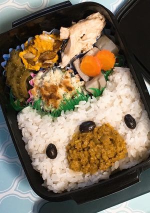 詰めるだけ。キーマカレーでくまさんパパ弁-レシピのメイン写真