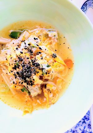 黒胡麻・坦々スープ・ご飯☆簡単ランチ-レシピのメイン写真