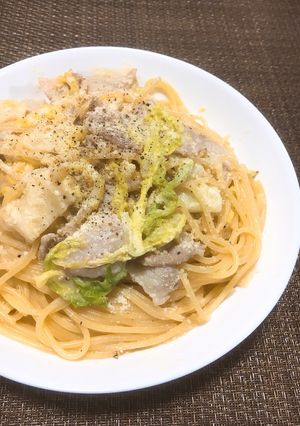 白菜と豚バラ肉で✤味噌クリームパスタ-レシピのメイン写真