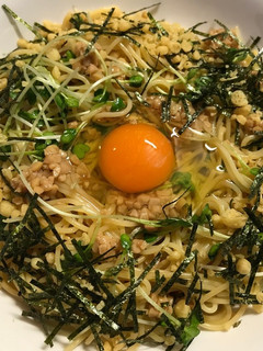 あら☆超〜簡単!お月見納豆スパゲティ〜-レシピのメイン写真