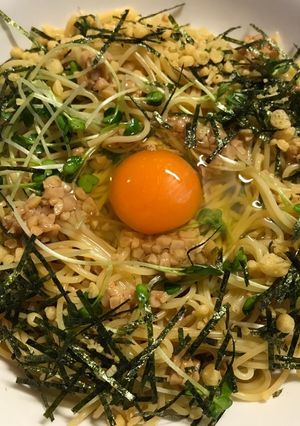 あら☆超〜簡単！お月見納豆スパゲティ〜-レシピのメイン写真