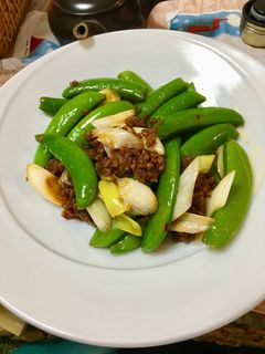 ひき肉とスナップエンドウの中華炒め-レシピのメイン写真