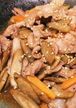 甘だれ豚ばらごぼう-レシピのメイン写真