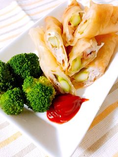 簡単!春巻きの皮で豚肉アスパラチーズ巻き-レシピのメイン写真