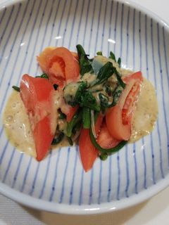 春菊と長ネギとトマトのサラダ-レシピのメイン写真