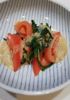 春菊と長ネギとトマトのサラダ-レシピのメイン写真