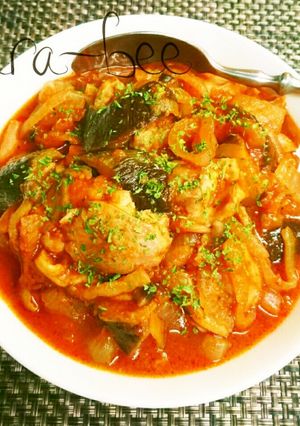 簡単＊鶏肉と茄子のチリチーズトマト煮込み-レシピのメイン写真