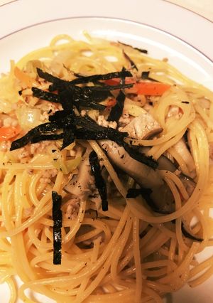 彩り&バランス命の野菜ひき肉和風パスタ!-レシピのメイン写真