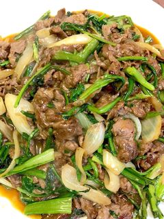 簡単美味しい牛肉春菊オイスターソース炒め-レシピのメイン写真