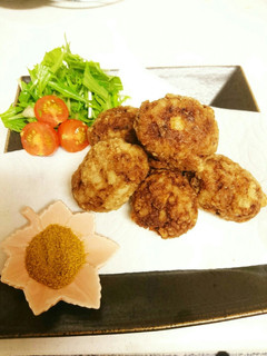 れんこんの肉団子揚げ カレー塩添えて-レシピのメイン写真