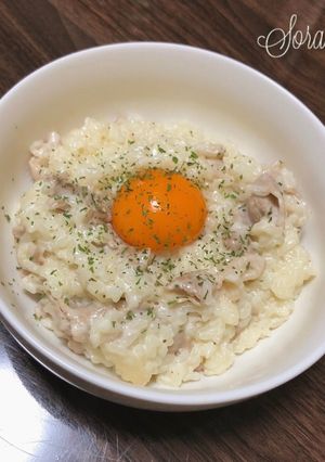 牛乳で簡単！カルボナーラ風リゾット-レシピのメイン写真
