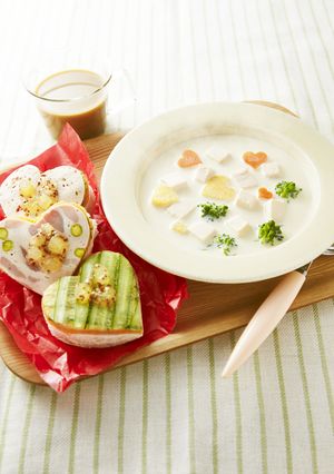 ごろごろ野菜の豆乳スープ＆オープンサンド-レシピのメイン写真