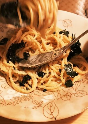 自慢の岩のりタラコクリームパスタ-レシピのメイン写真