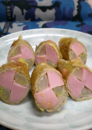 セロリとおさかなソーセージの肉巻き-レシピのメイン写真