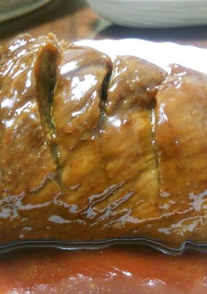 豚肩ロースブロックを茹でて焼いて煮て。-レシピのメイン写真